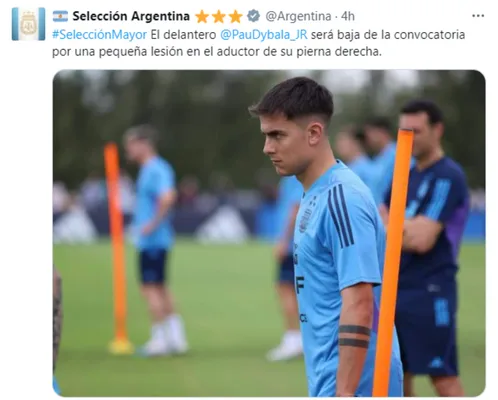 La Selección Argentina anunció la lesión de Paulo Dybala. (