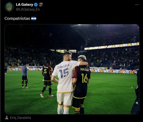 La publicación de LA Galaxy con Alex Roldán y Eriq Zavaleta. (