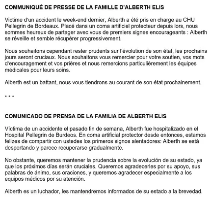 El comunicado de la familia que se compartió en la cuenta del Burdeos. (