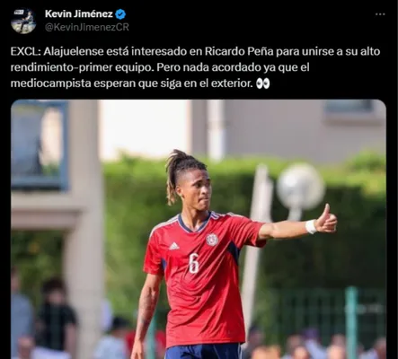 Kevin Jiménez anunció que Alajuelense va por Peña. (