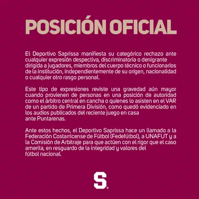 El comunicado oficial de la "S". (
