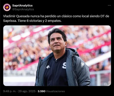 Vladimir Quesada tiene un gran historial contra Alajuelense en el Ricardo Saprissa. (