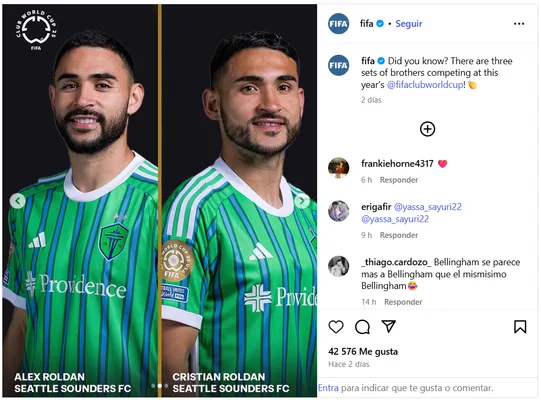 Alex Roldán junto a su hermano Cristian, ambos futbolistas del Seattle Sounders.