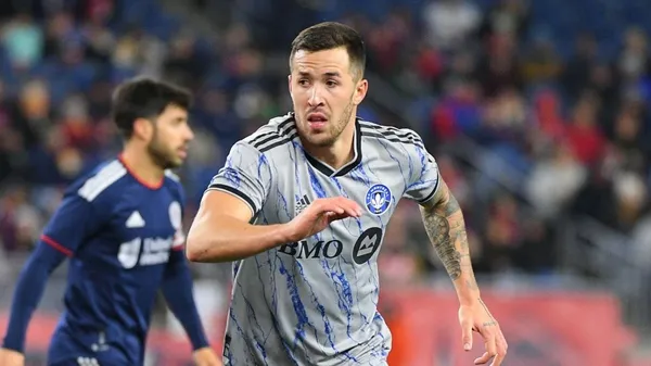 Defender Aaron Herrera (22) looks on during a match between the New England Revolution and CF Montreal via Getty Images
