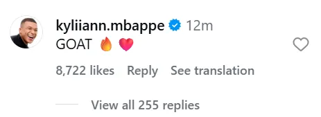 Mbappe le demostró su apoyo al Comandante (Instagram).