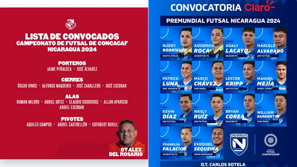 Los doce elegidos por Alex Del Rosario y Carlos Sotela para el Premundial. (Fotos: FEPAFUT y FENIFUT)
