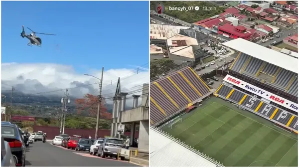El helicóptero que aterrizó en donde entreba Saprissa.
