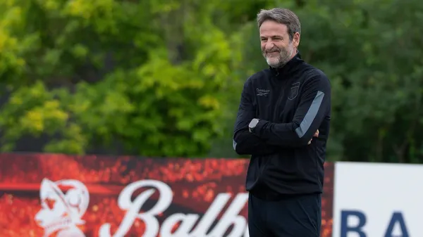 Thomas Christiansen, dirigiendo un entrenamiento de la selección durante el Mundial. (