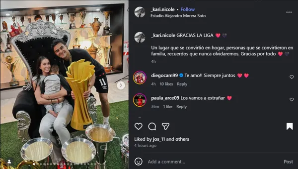 La publicación de la esposa de Diego Campos. (
