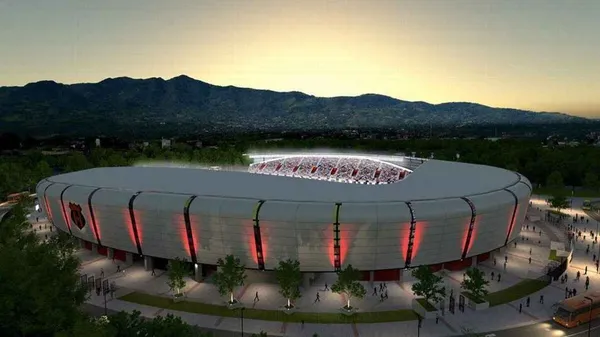 El plan que presentó Alajuelense en 2021 para su nuevo estadio.