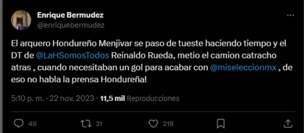 La publicación del Perro Bermúdez en su cuenta de X.