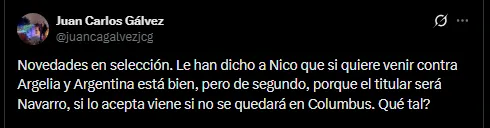 Periodista Juan Carlos Gálvez en su cuenta oficial de X.