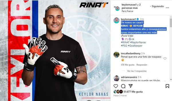El anuncio de la vuelta de Keylor Navas con Rinat. (