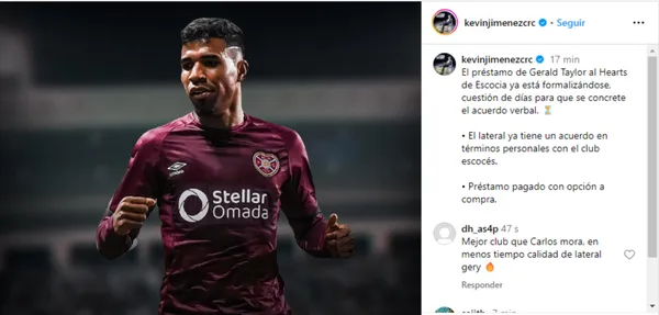 La información de Kevin Jiménez sobre Gerald Taylor. (