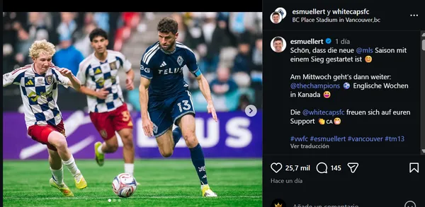 La publicación que realizó Thomas Muller. (