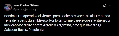 Juan Carlos Gálvez en su cuenta oficial de X