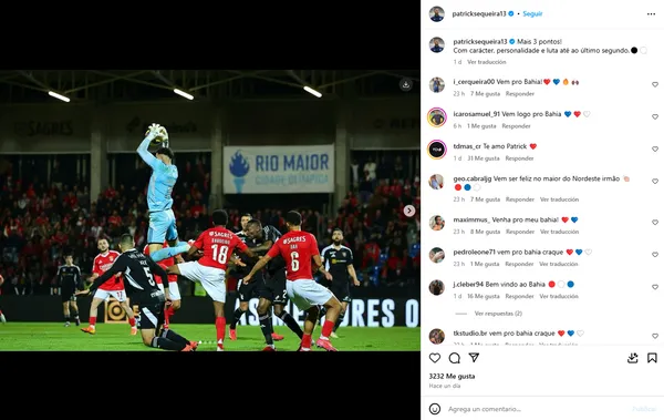 Así se ve el perfil de Patrick Sequeira en Instagram: lleno de corazones con los colores del Bahía. (Instagram)