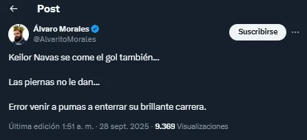 Álvaro Morales en su cuenta oficial de X