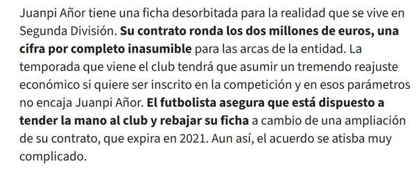 Según AS, Añor ganaba alrededor de 2 millones de euros por año en 2020 (Diario AS).