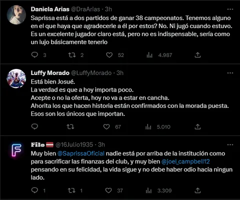 Los comentarios no son a favor de Campbell.