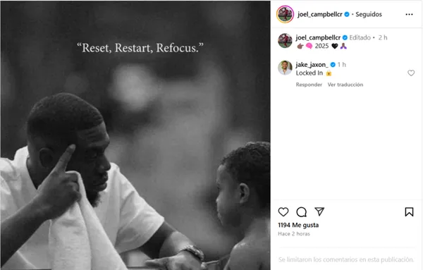 La publicación de Joel Campbell en su cuenta de Instagram.