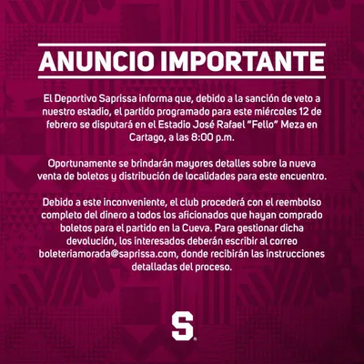 Comunicado de Saprissa. (