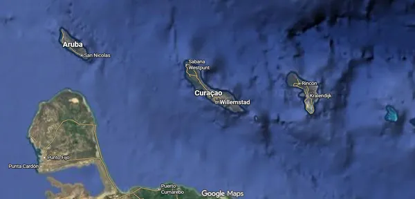 Vista satelital de la isla de Curazao (Google Maps).