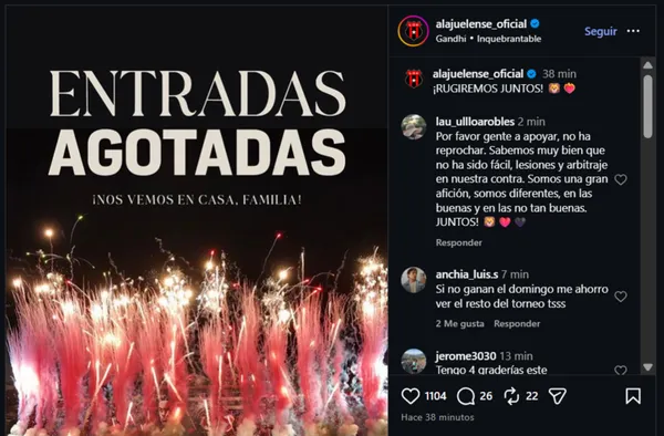 Alajuelense confirmó que se agotaron las entradas. (
