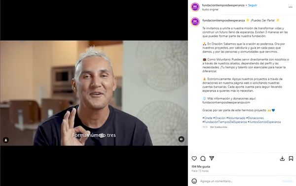 El mensaje de Keylor Navas a través de su fundación. (Instagram)
