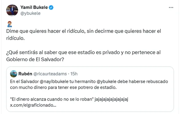 La respuesta de Yamil Bukele.