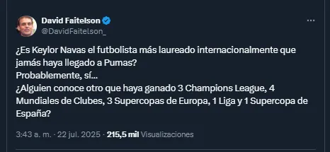 David Faitelson en su cuenta oficial de X.