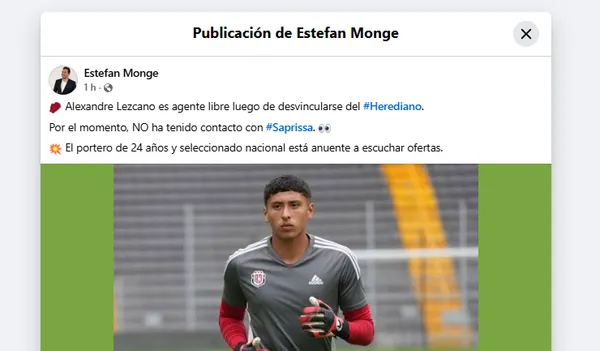 Estefan Monge en su página de Facebook