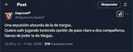 Reacción de fanáticos de Millonarios sobre Juan Pablo Vargas tras su expulsión.