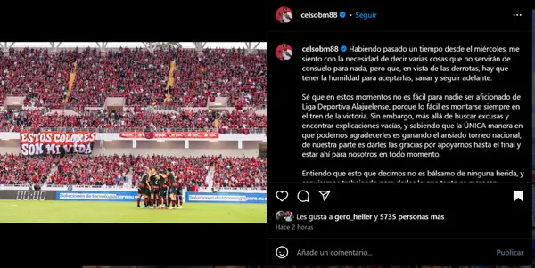 El posteo de Celso Borges.
