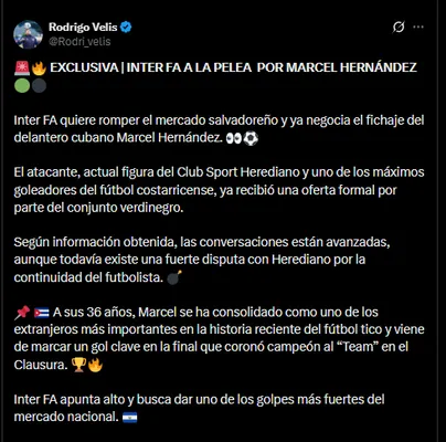 El periodista Rodrigo Velis en su cuenta oficial de X