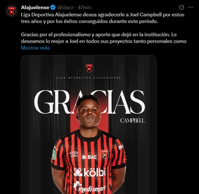 Alajuelense anunció la salida de Joel Campbell. (