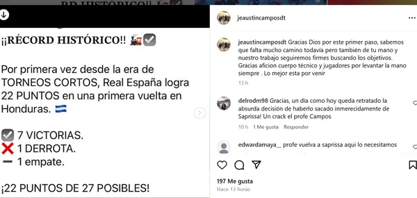 La publicación de Jeaustin Campos (Instagram).