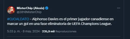 MisterChip y un dato sobre Alphonso Davies representando a Concacaf