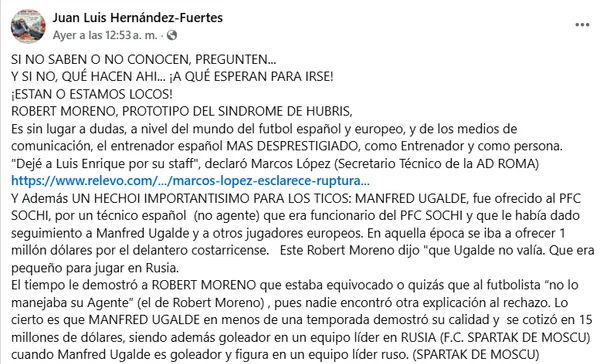 El posteo de Hernández-Fuertes