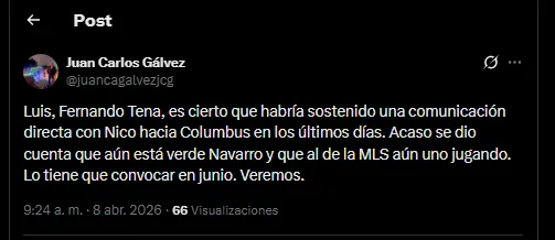 El periodista Juan Gálvez en su cuenta oficial de X