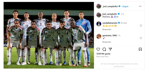 La publicació de Joel Campbell (Instagram).