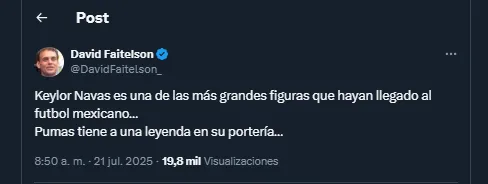 David Faitelson en su cuenta oficial de X