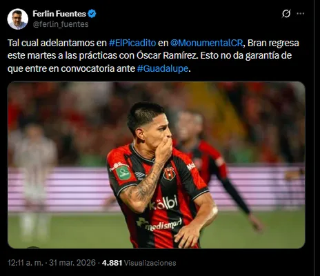 Ferlin Fuentes en su cuenta oficial de X