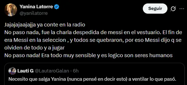 Yanina Latorre en X.