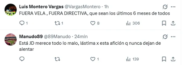 La afición rojinegra no perdonó esta noticia. (X.com)