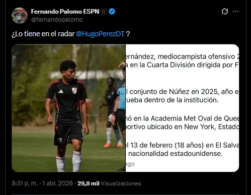 Fernando Palomo en su cuenta de X