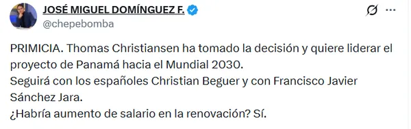 José Miguel Domínguez en su cuenta de X.