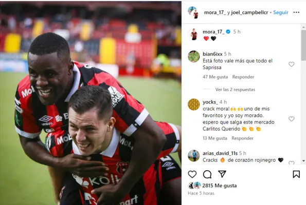 La publicación de Joel Campbell en sus redes sociales. (