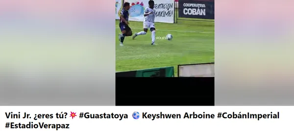 En Guatemala comparan a Arboine con el astro brasileño Vinicius Jr. (Goles GT).