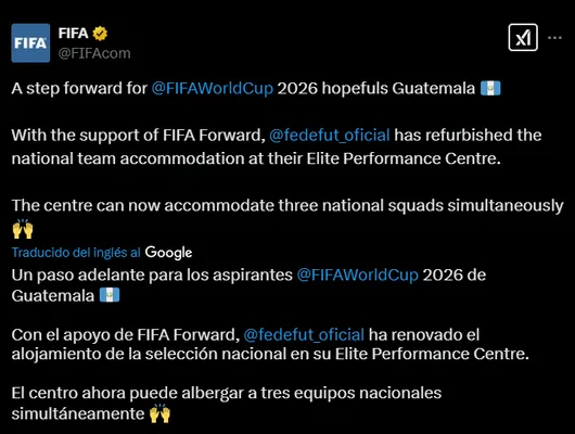 El tuit publicado por la FIFA este lunes 17 de febrero.